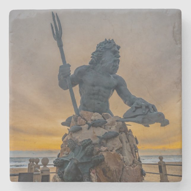 King Neptune Virginia Beach Stone Coaster (Front)
