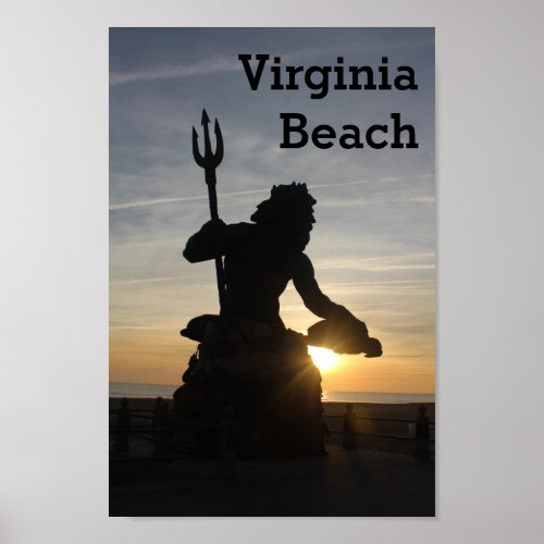 King Neptune Virginia Beach sunrise Poster