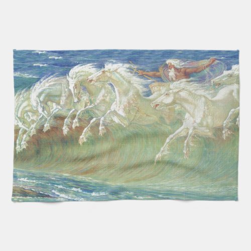 King Neptunes Horses on the Beach Kitchen Towel