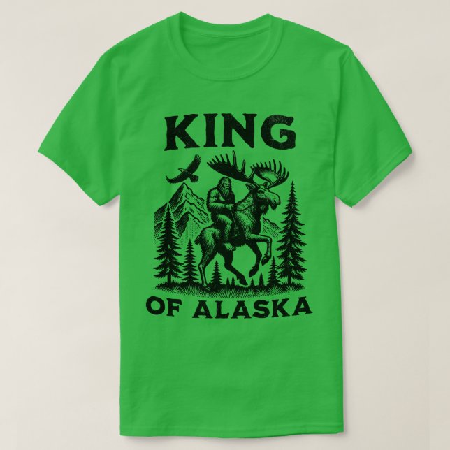 King Of Alaska Riding Moose Alaskan Retro TShirt 2 (Design Front)