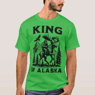 King Of Alaska Riding Moose Alaskan Retro TShirt 2