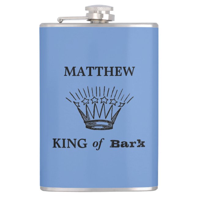 King of Bark Funny Blue Flask (Front)
