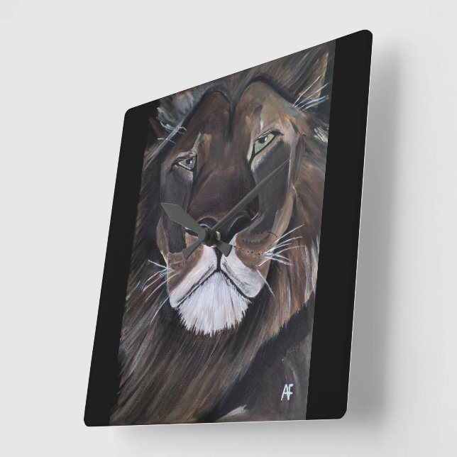 King of Beasts Painting by Alfred Fox Square Wall Clock (Angle)