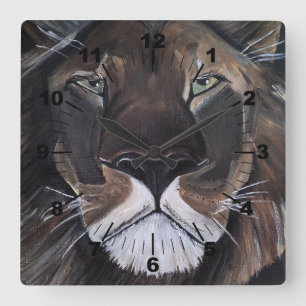 King of Beasts Painting by Alfred Fox Square Wall Clock