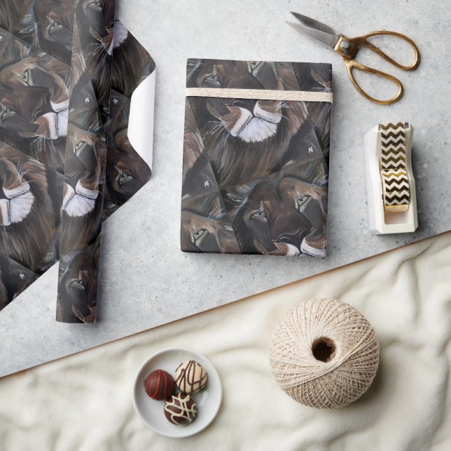King of Beasts Painting by Alfred Fox Wrapping Paper (Crafts)