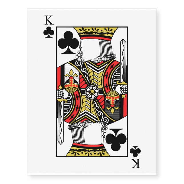 King of Clubs - Add Your Image Temporary Tattoos (Front)