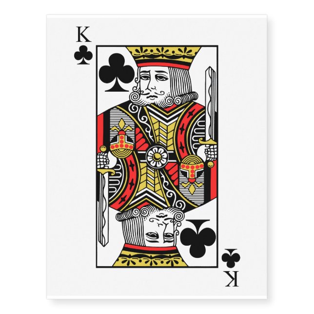 King of Clubs Temporary Tattoos (Front)