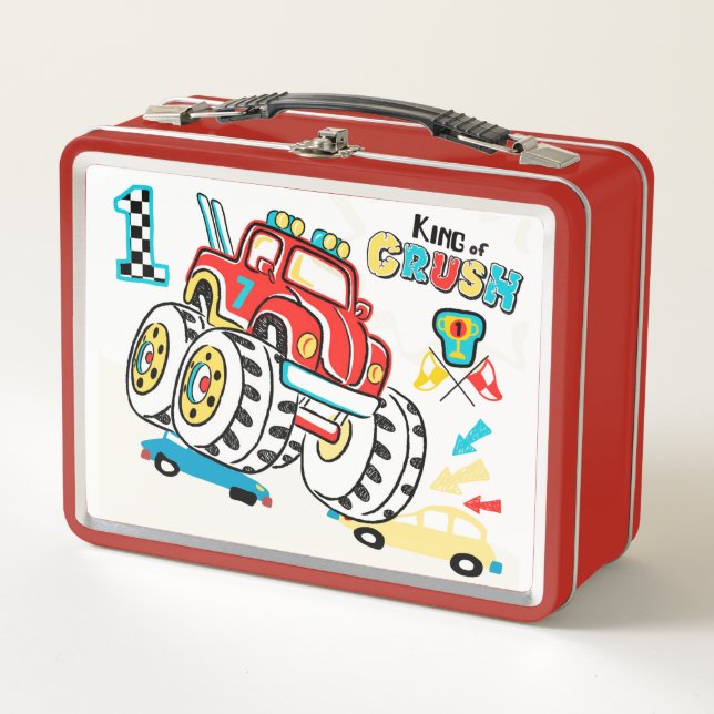 King of Crush Monster Truck Metal Lunch Box (Front)