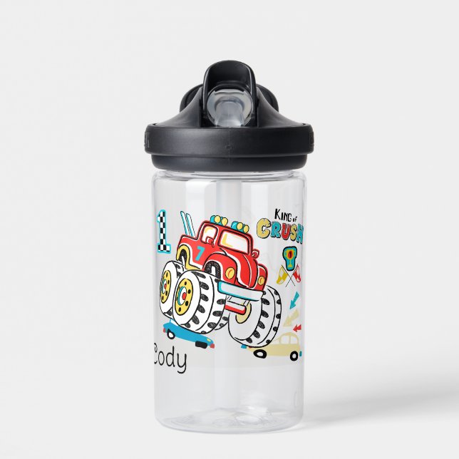 King of Crush Monster Truck Water Bottle (Front)