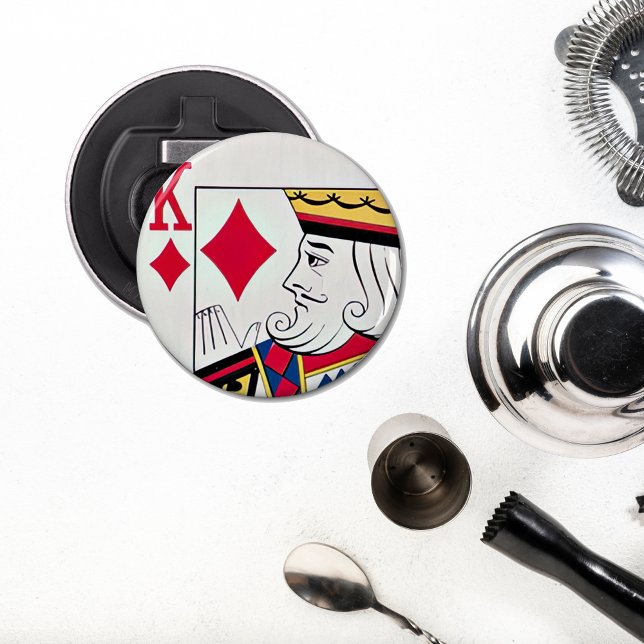 King of Diamonds Card Face Button Bottle Opener (Creator Uploaded)
