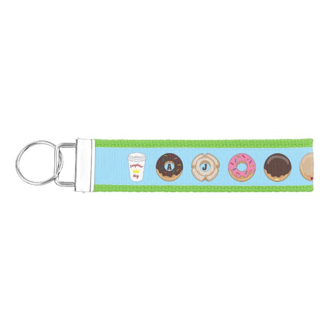 King of Doughnuts Custom Monogram Wrist Keychain (Keys on Left)
