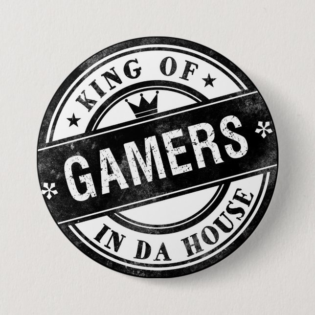 King of Gamers Funny Button for Nerds and Geeks (Front)