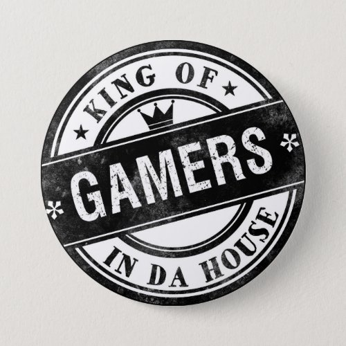 King of Gamers Funny Button for Nerds and Geeks
