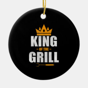 King of grill chef grilling & bbq lovers gift ceramic ornament