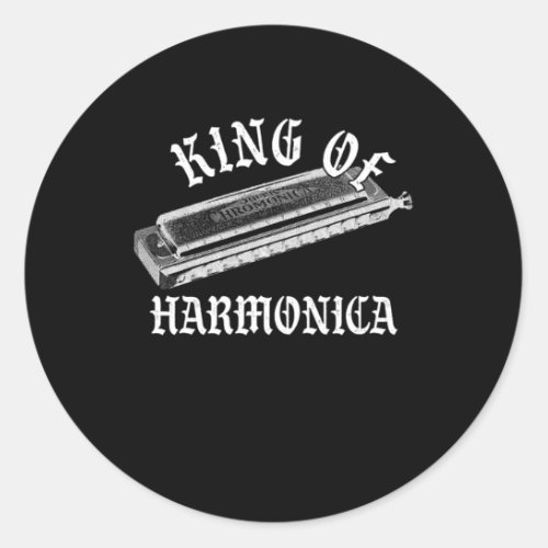 King Of Harmonica Instrument Blues Music Band Gift Classic Round Sticker