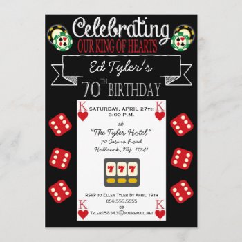 King Of Hearts 70th Birthday Party Invitation by NightSweatsDiva at Zazzle