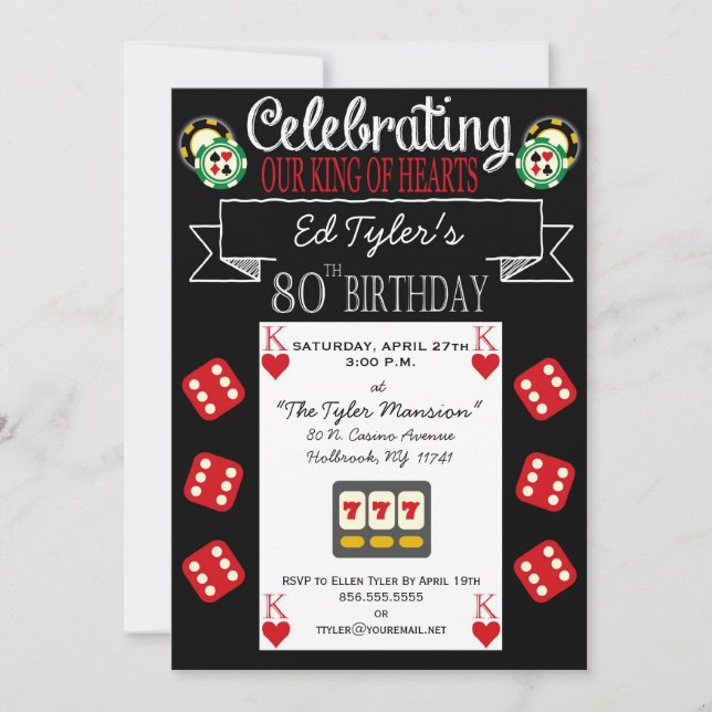 King of Hearts 80th Birthday Party Invitation (Front)