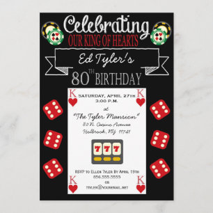 King of Hearts 80th Birthday Party Invitation