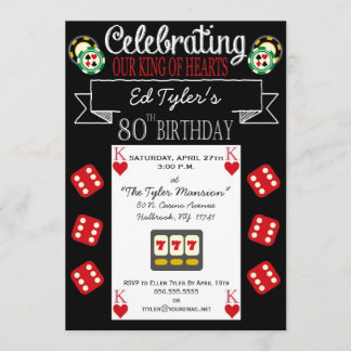 King of Hearts 80th Birthday Party Invitation