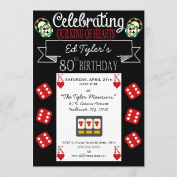 King Of Hearts 80th Birthday Party Invitation by NightSweatsDiva at Zazzle