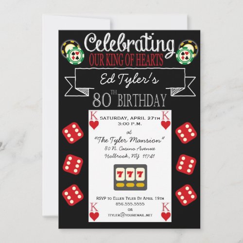King of Hearts 80th Birthday Party Invitation