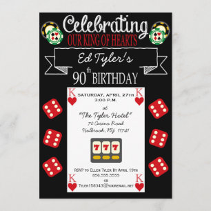 King of Hearts 90th Birthday Party Invitation