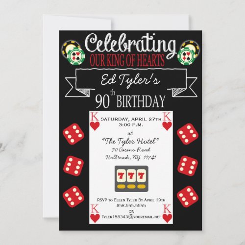 King of Hearts 90th Birthday Party Invitation
