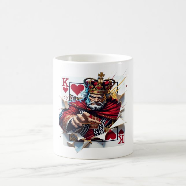 King of Hearts — Bold Royal Playing Card Illustrat Coffee Mug (Center)