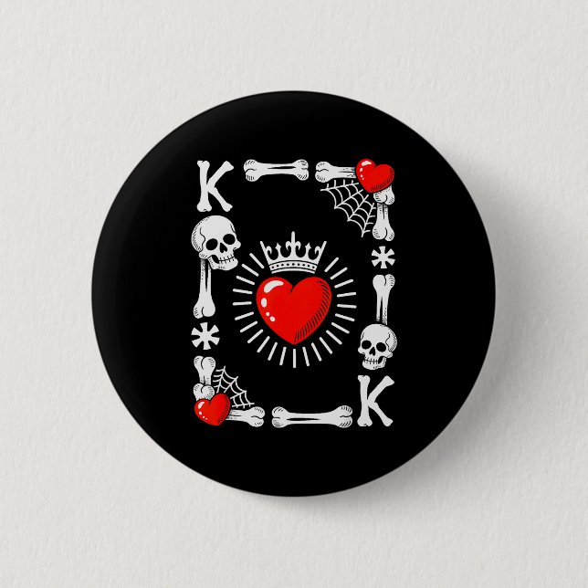 King Of Hearts Card Costume Funny Halloween King O Button (Front)