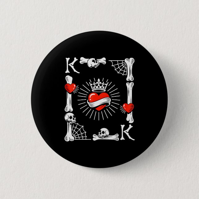 King Of Hearts Card Costume Funny Halloween King O Button (Front)