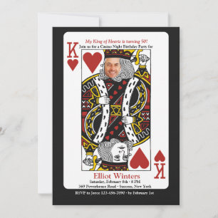 King of Hearts Casino Night Photo Invitation