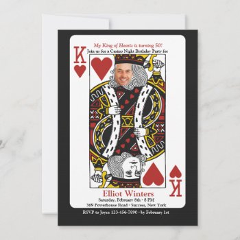 King Of Hearts Casino Night Photo Invitation by CottonLamb at Zazzle