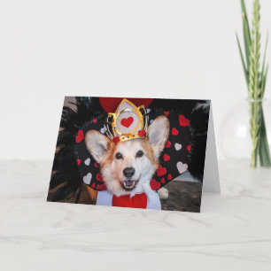 King of Hearts Corgi Valentine greeting card