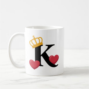 King of Hearts Crowned K Emblem Coffee Mug
