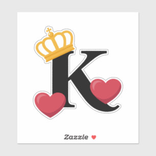 King of Hearts Crowned K Emblem Sticker