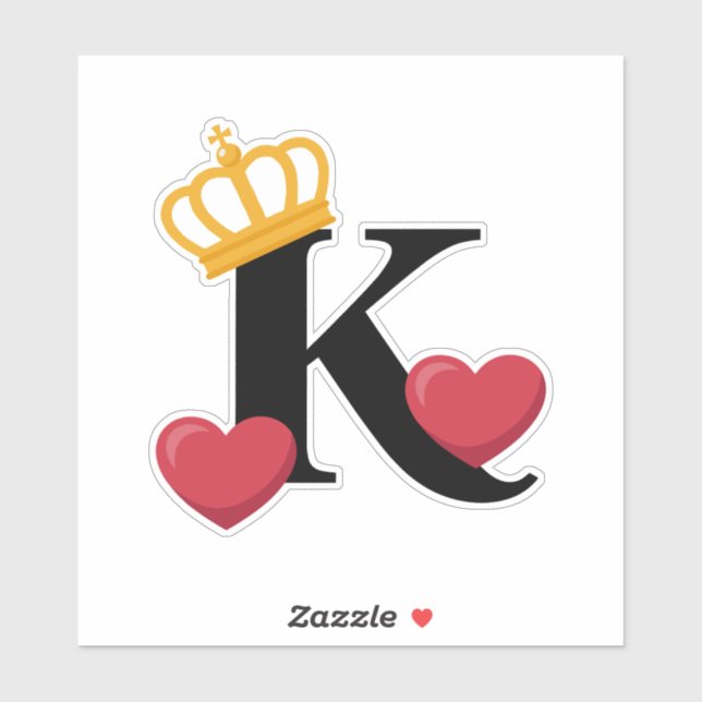 King of Hearts Crowned K Emblem Sticker (Sheet)