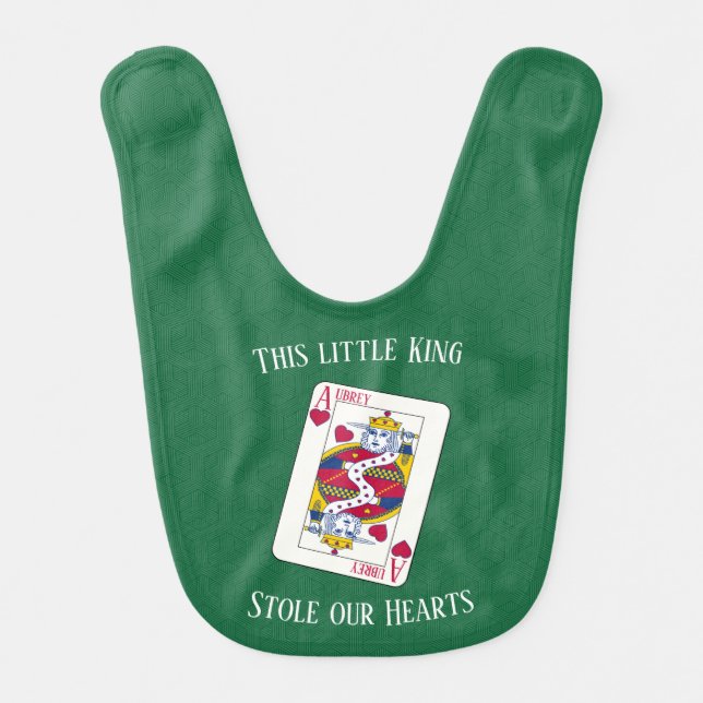 King of Hearts Custom Name Playing Card Baby Bib (Front)