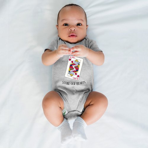 King of Hearts Custom Name Playing Card Baby Bodysuit
