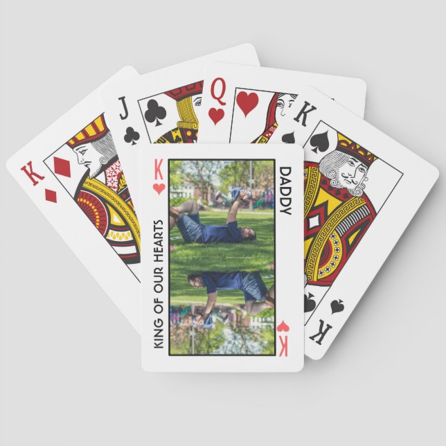 King of Hearts Custom Text and Photo Fathers Day Poker Cards (Back)