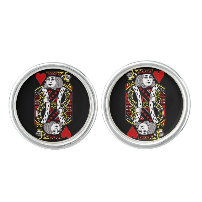 King of Hearts Design Cuff Links (Front)