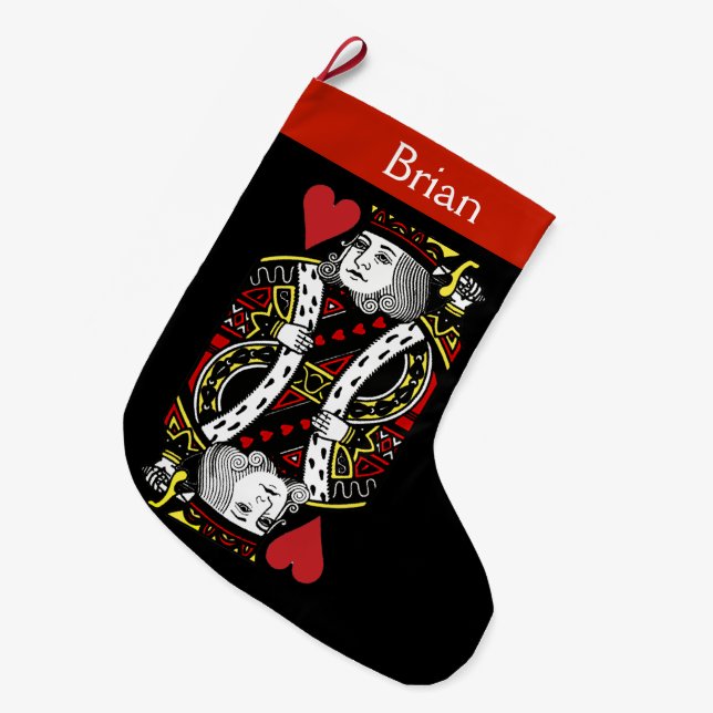 King of Hearts Large Christmas Stocking (Front (Hanging))