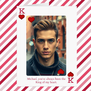 King of Hearts Photo Custom Text Valentine's Day Card