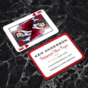 King of Hearts Red White Photo Poker Casino Business Card