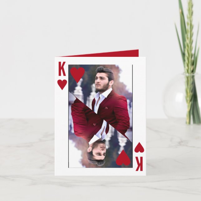King of Hearts Red White Photo Valentine's Day Card (Front)