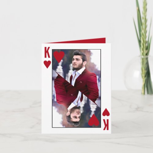 King of Hearts Red White Photo Valentines Day Card