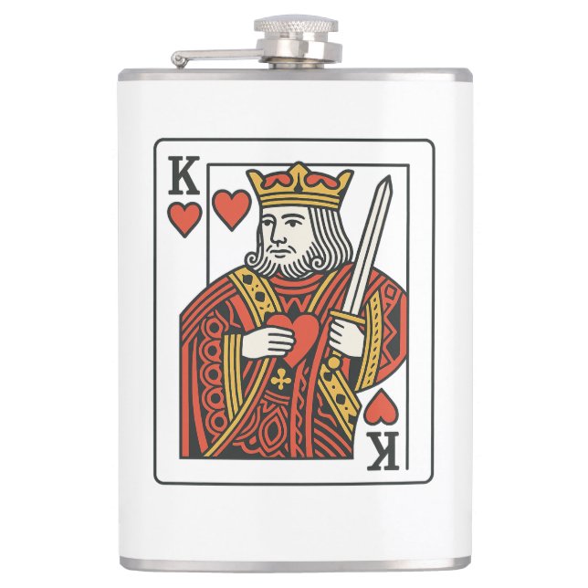 King of Hearts — Regal Red & Gold Flask (Front)