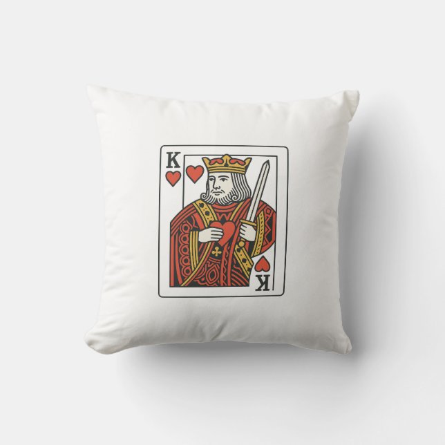 King of Hearts — Regal Red & Gold Throw Pillow (Front)