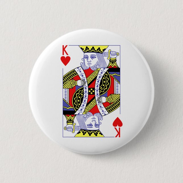 King Of Hearts Royal Flush Costume Halloween Playi Button (Front)