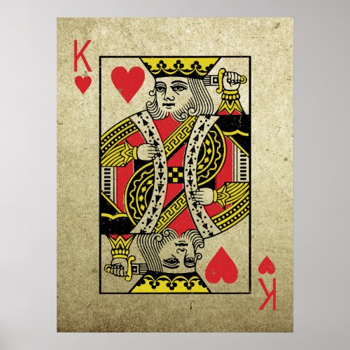 King of Hearts Vintage Style Playing Cards Poster