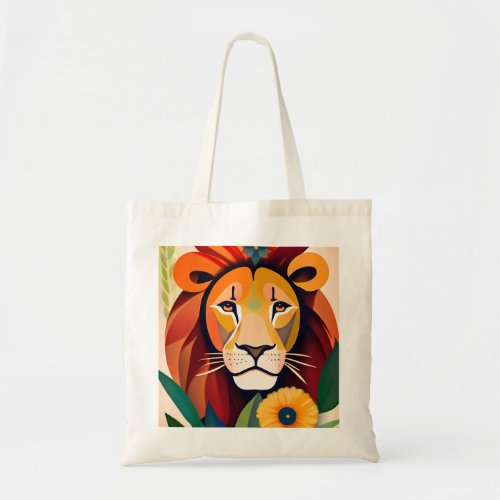 King of jungle with yellow flower tote bag